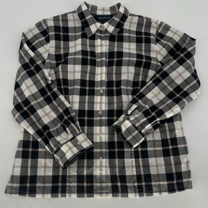 Jones New York Black and White Plaid Button-Down Shirt